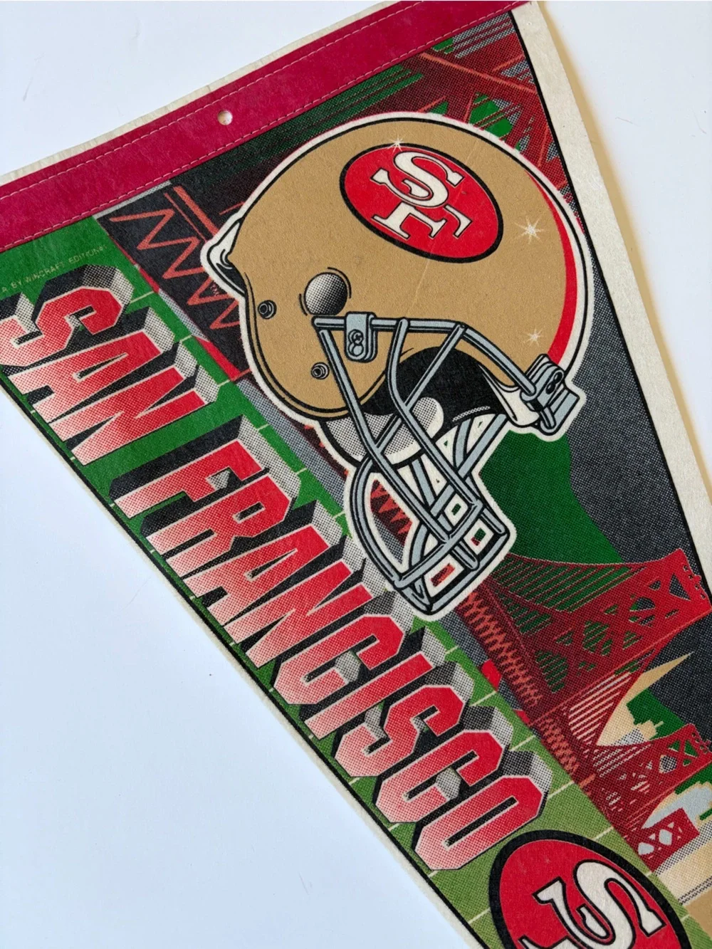 Vintage San Francisco 49ers Team Logo Felt Golden Gate Bridge Triangular Pennant